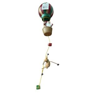 Regency‎ International 13" Hot Air Balloon Santa Deer Ornament Vintage